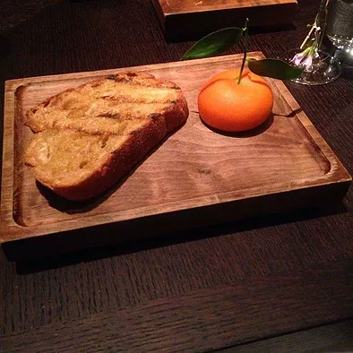 a big piece of toast and a mandarin that isn’t a mandarin but is in fact secret pate