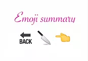 the white pube emoji review kara
walker showing a back symbol, a knife, and a hand pointing to the left