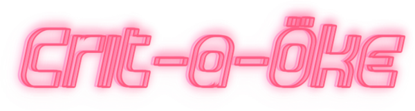 a pink graphic of glowing neon font that says crit a oke