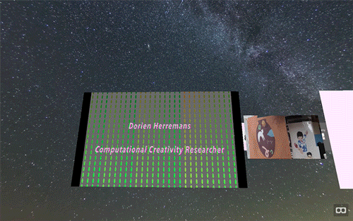 a gif flashes across different videos very quickly against a slow moving starry sky