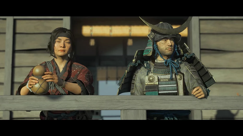 Jin and Yuna stand together on a balcony drinking sake together before a battle, and they look like very realistic models