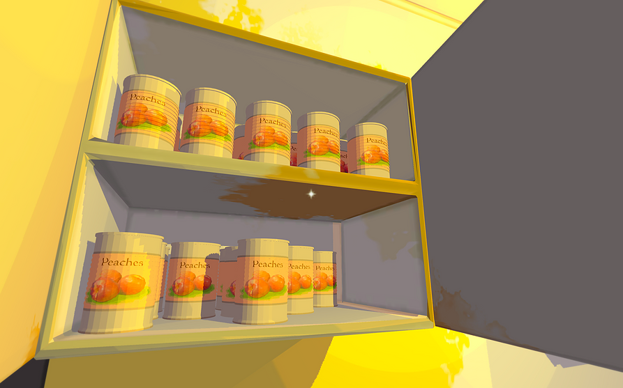 a cupboard full of tinned peaches